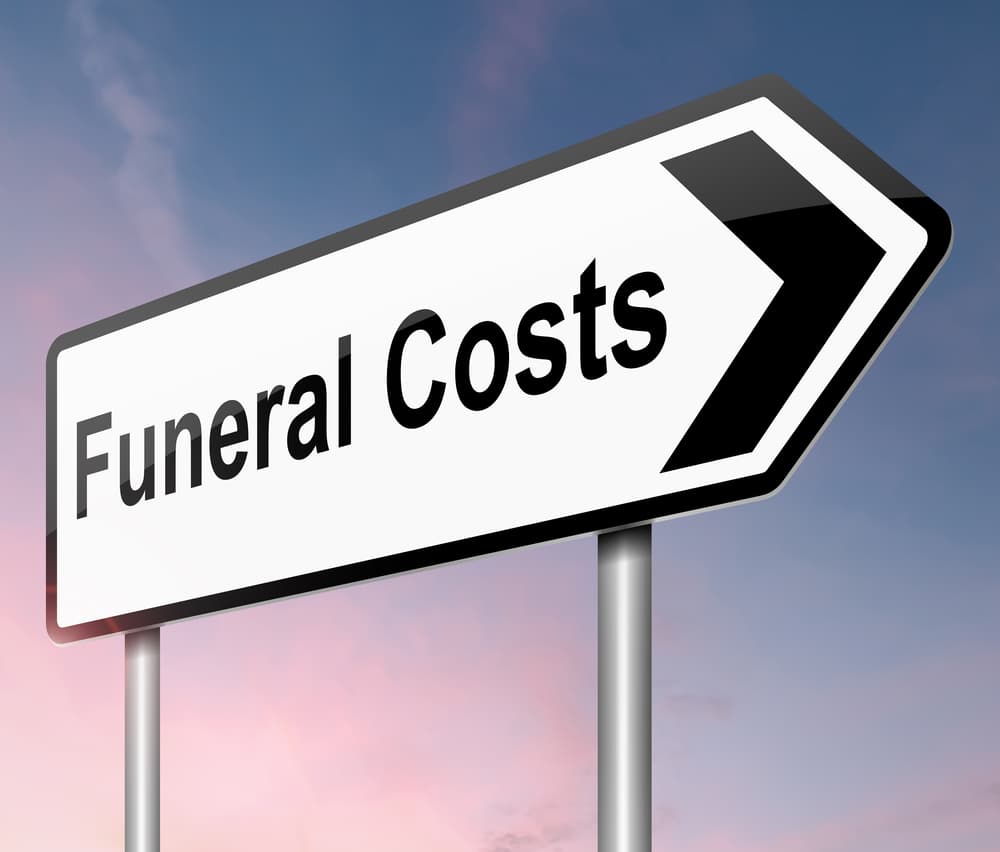 Illustration depicting a sign with a funeral cost concept.